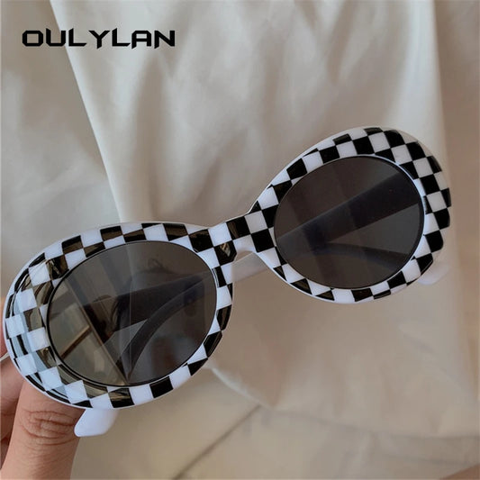 Oval Checkered Sunglasses