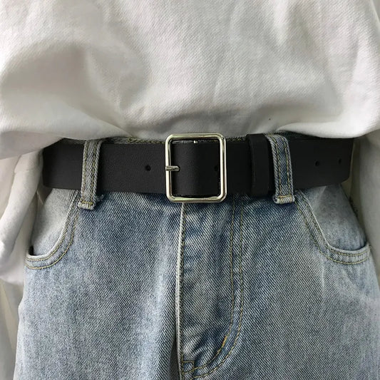 Soft Pu Leather Square Buckle Belt