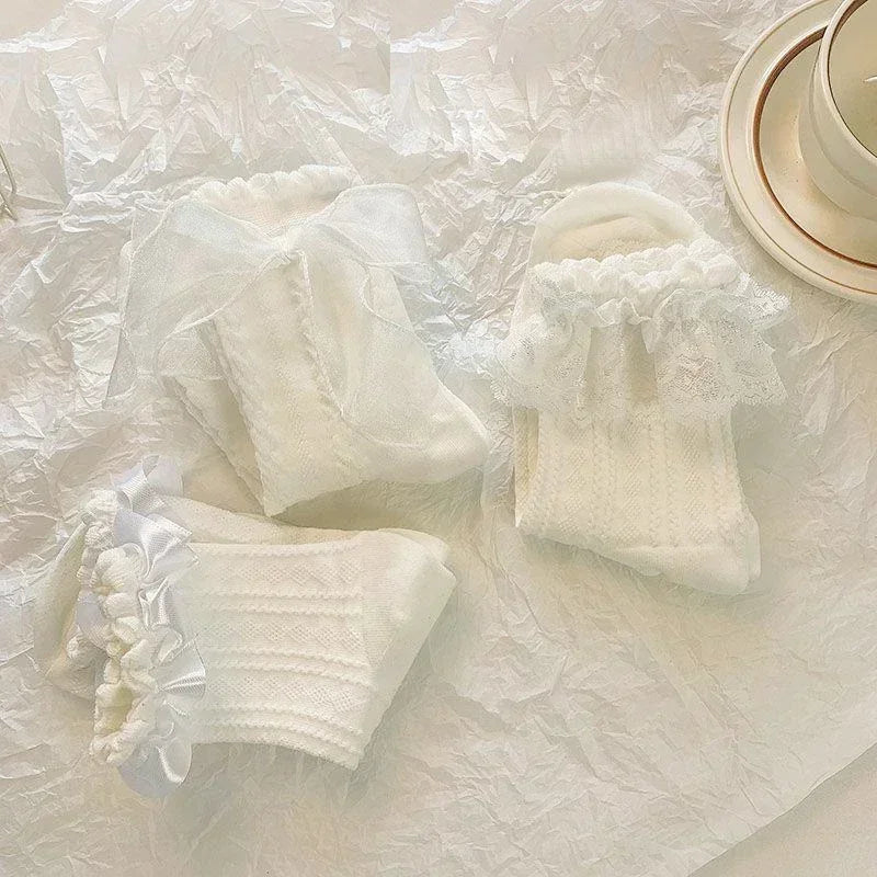 5 Pairs Lolita White Lace Socks