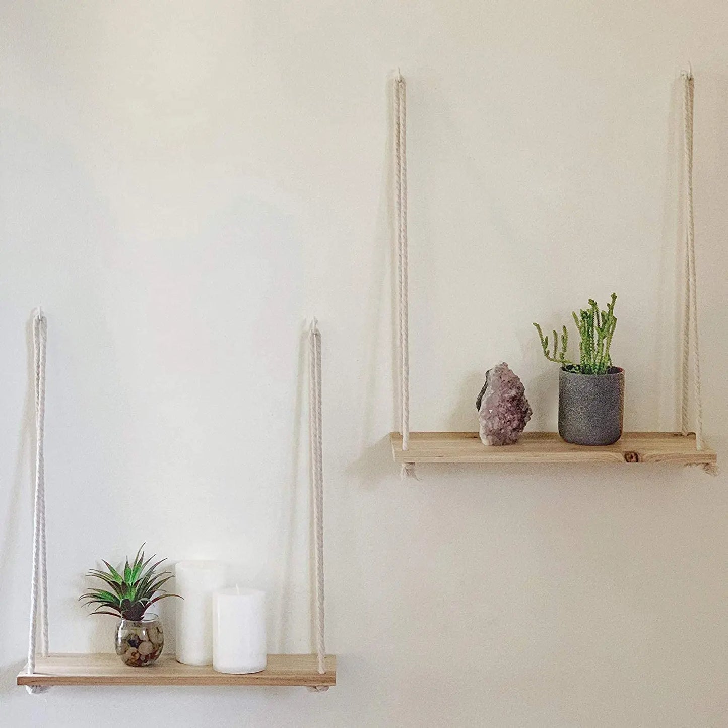 Wooden Rope Wall Hanging Shelve
