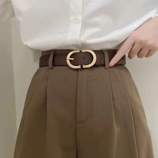 Cute Simple Round Metal Buckle Belt