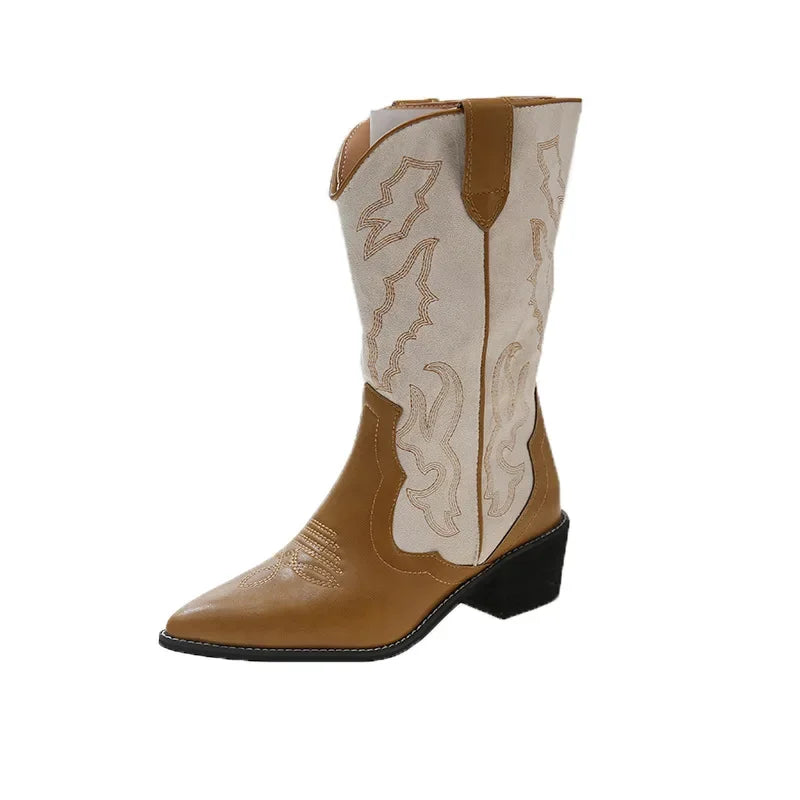 Embroidered Pointed Toe Cowboy Boots