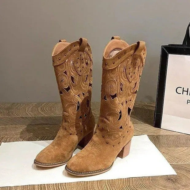 Mid Calf Western Comfortable Boots