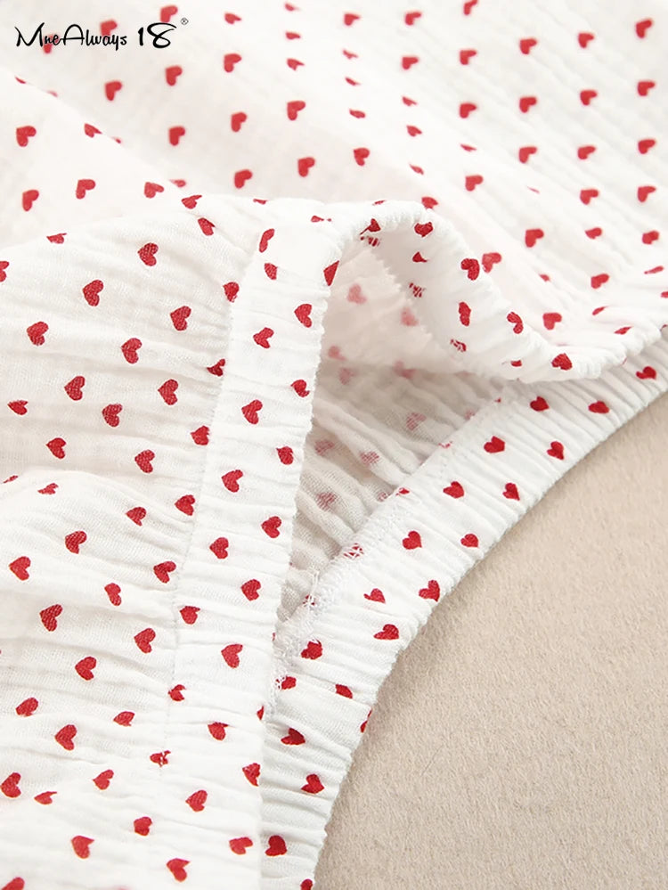 Loveheart Cotton Nightwear Two-Piece Set