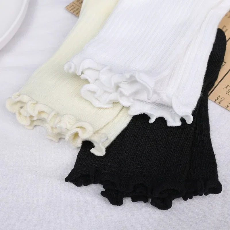 1/2/3pairs Cotton Ruffles Socks