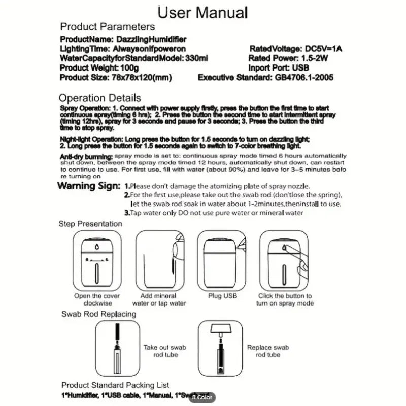 330ML Mini USB Air Humidifier Essential Oil Aroma Diffuser