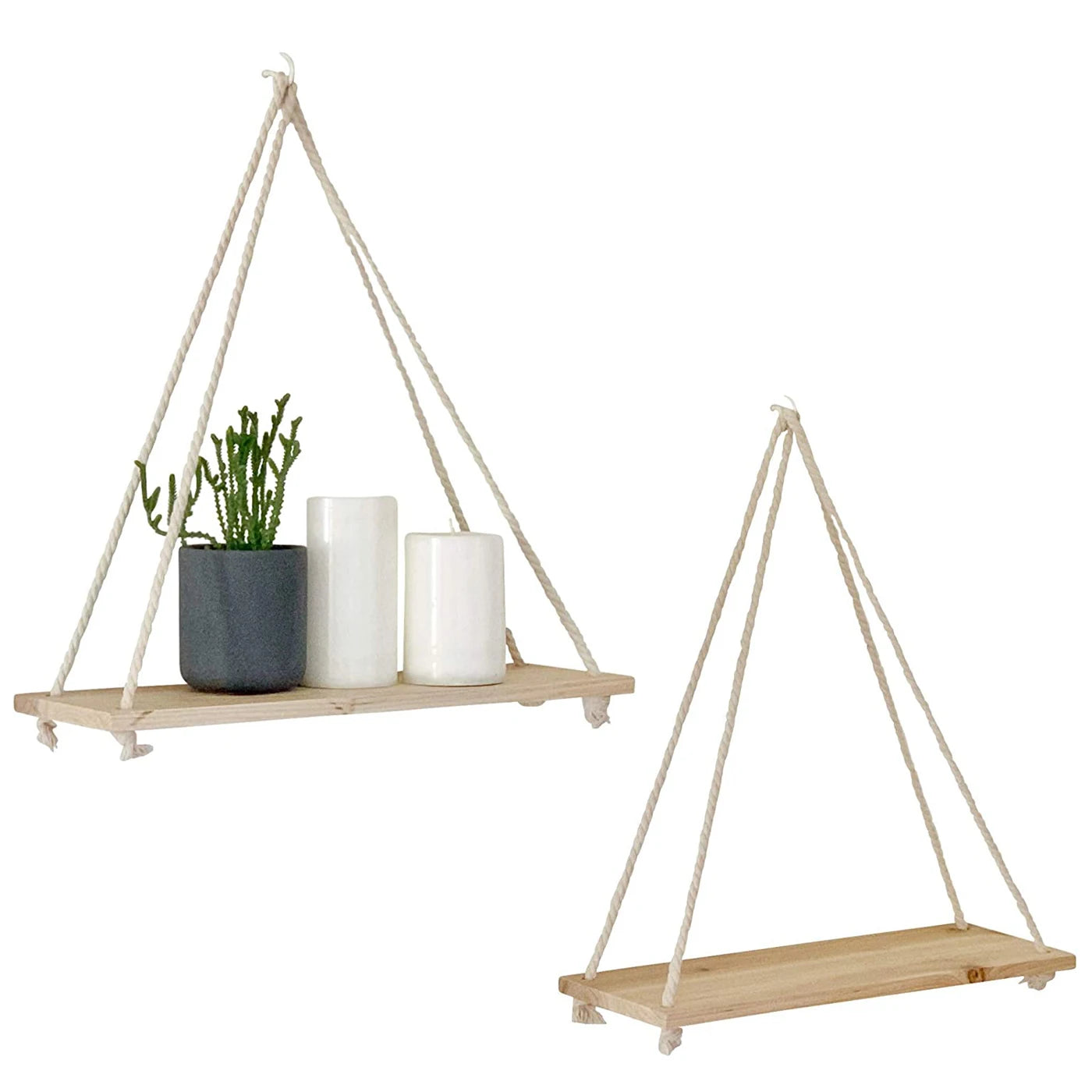 Wooden Rope Wall Hanging Shelve