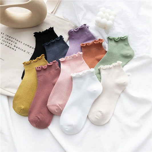 Cotton Ruffled Ankle Socks