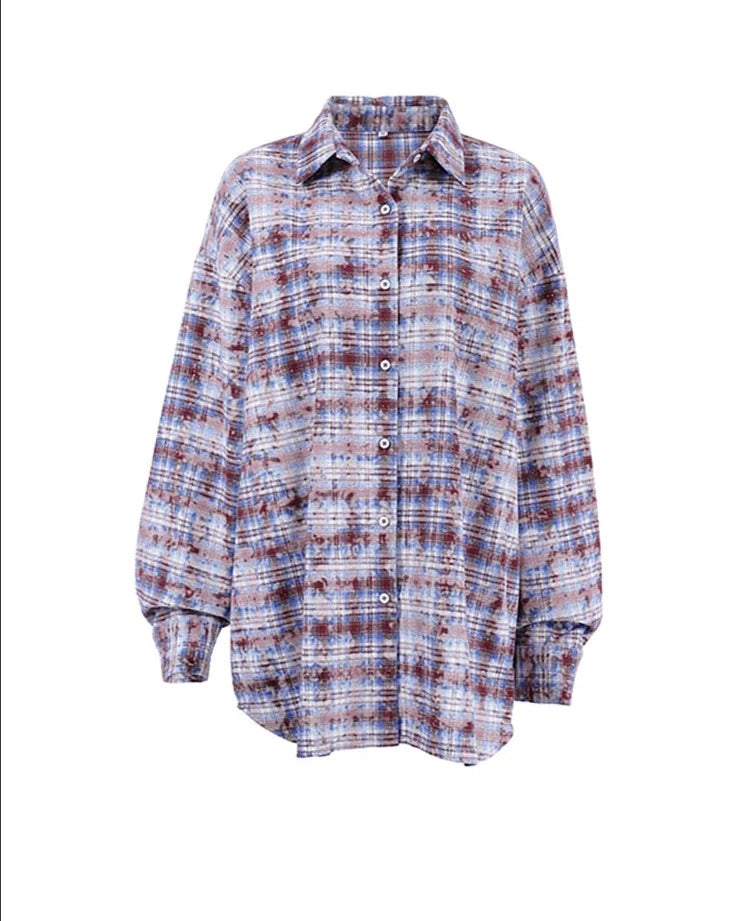 Distressed Plaid Oversized Flannel