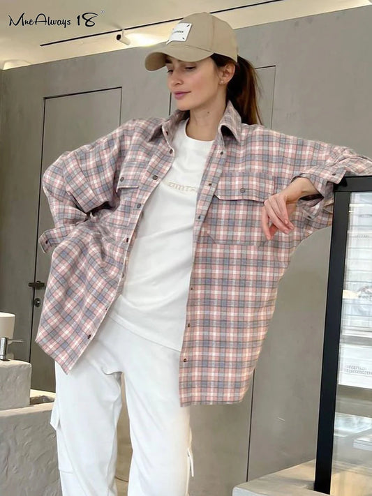 Pink Oversized Gingham Flannel