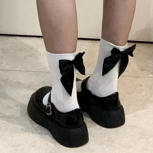 White Cute Bowknot Socks