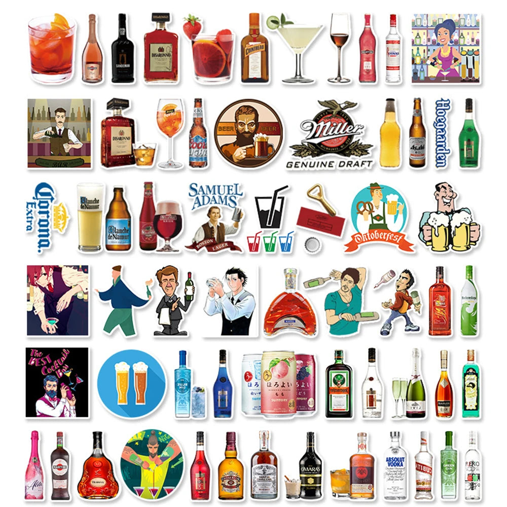 50/67pcs Alcohol Stickers