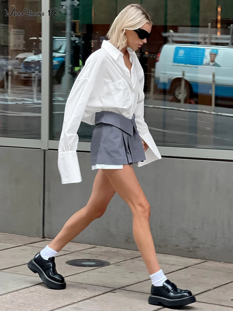Street Style Grey Mini Skirt