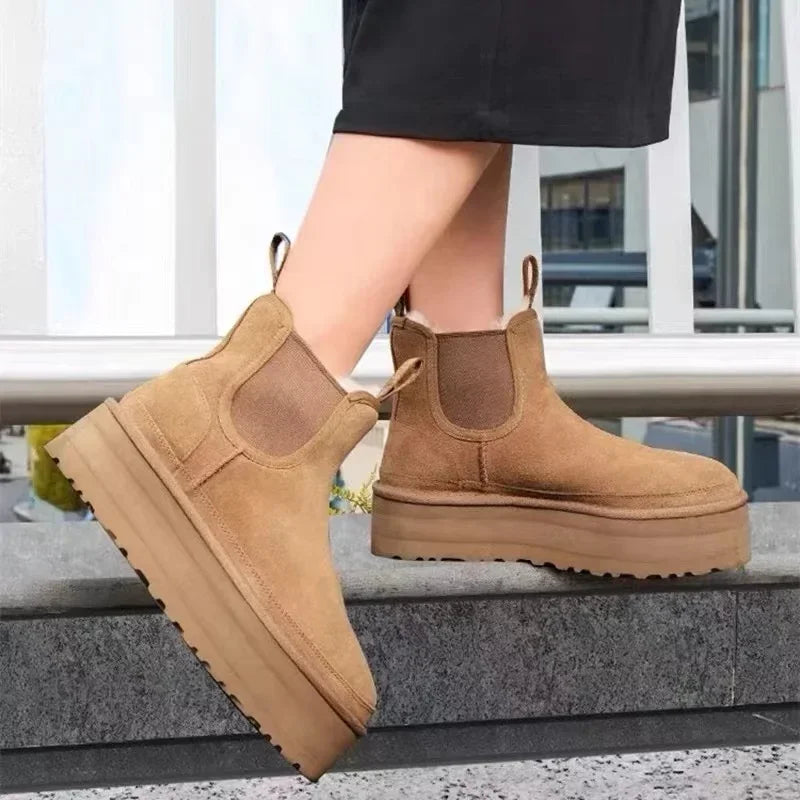 Faux Suede Ankle Slipper Boots