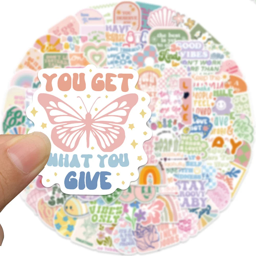 10/30/50/100PCS Cute Motivational Phrase Stickers