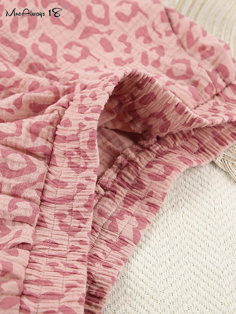 Pink Leopard Sleepwear Two Piece Set