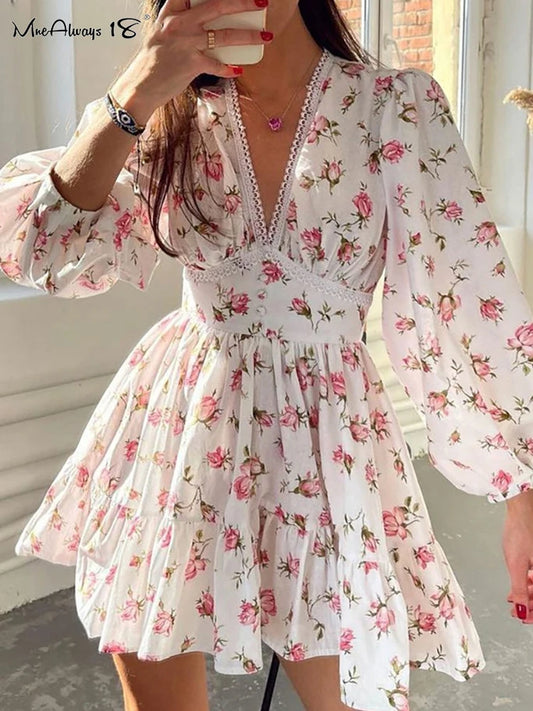 Lace Printed Floral Dress