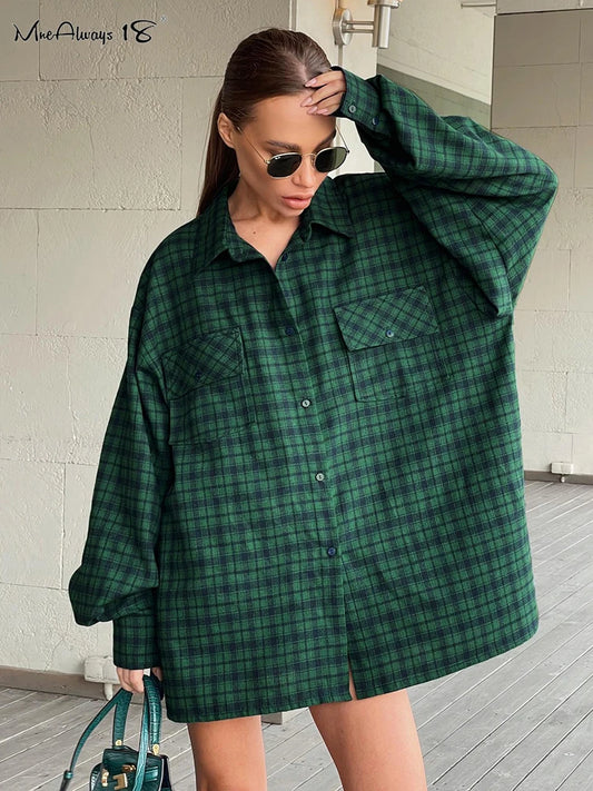 Green Oversize Plaid Flannel