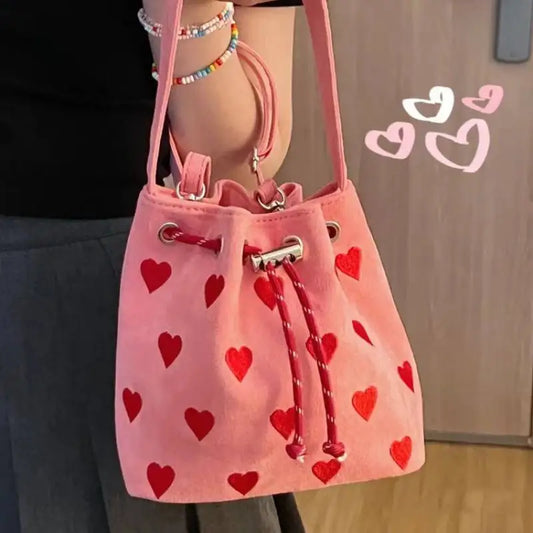 Sweet Heart Drawstring Shoulder Bag