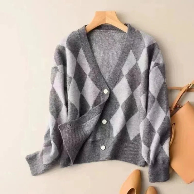 V-Neck Button Knitted Cardigan