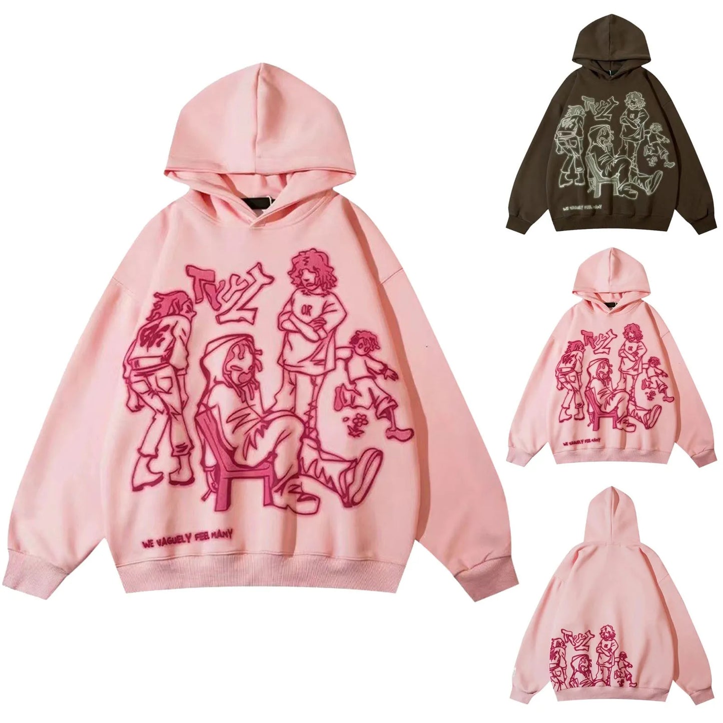 Y2K Streetwear Pink/Brown Hoodie