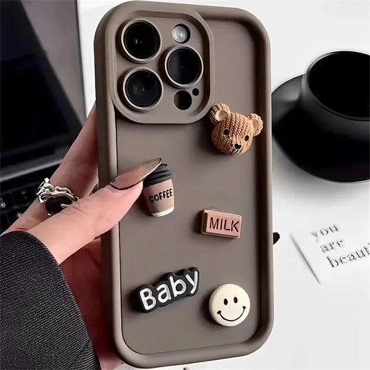 Cute Coffee Bear Silicone case for iPhone