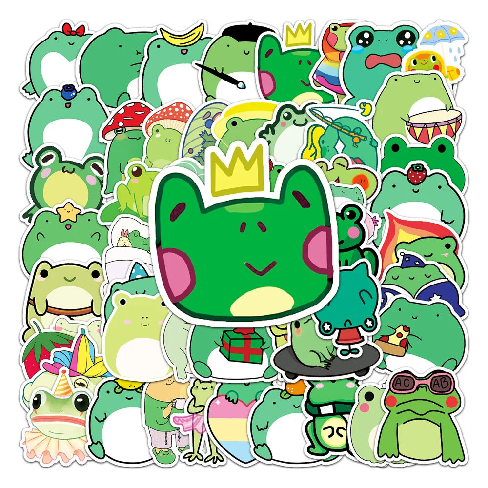 50pcs Cute Cartoon Frog Stickers