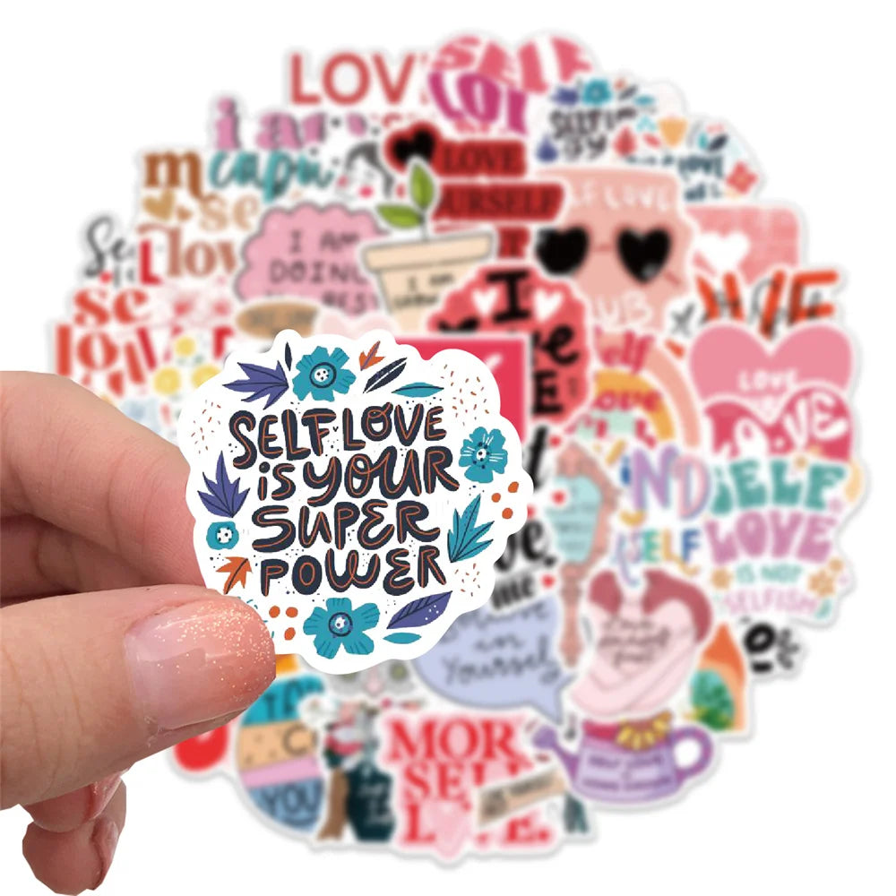 50pcs Aesthetic Motivational Self Love Stickers