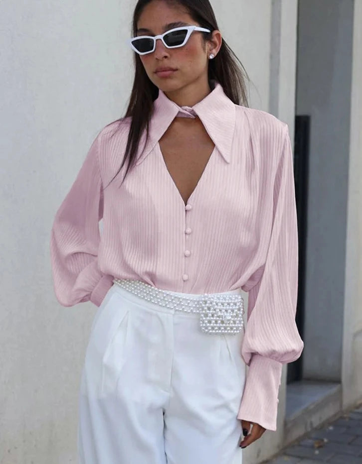 Cutout Collared Blouses