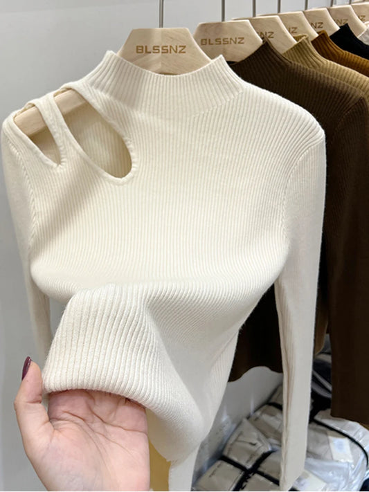 Turtleneck Knitted Women Sweater Top